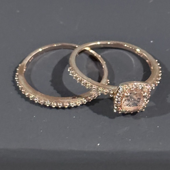 Modern Bride Genuine Pink Morganite 18K Rose Gold Over Silver Bridal set size 7 - Picture 6 of 11
